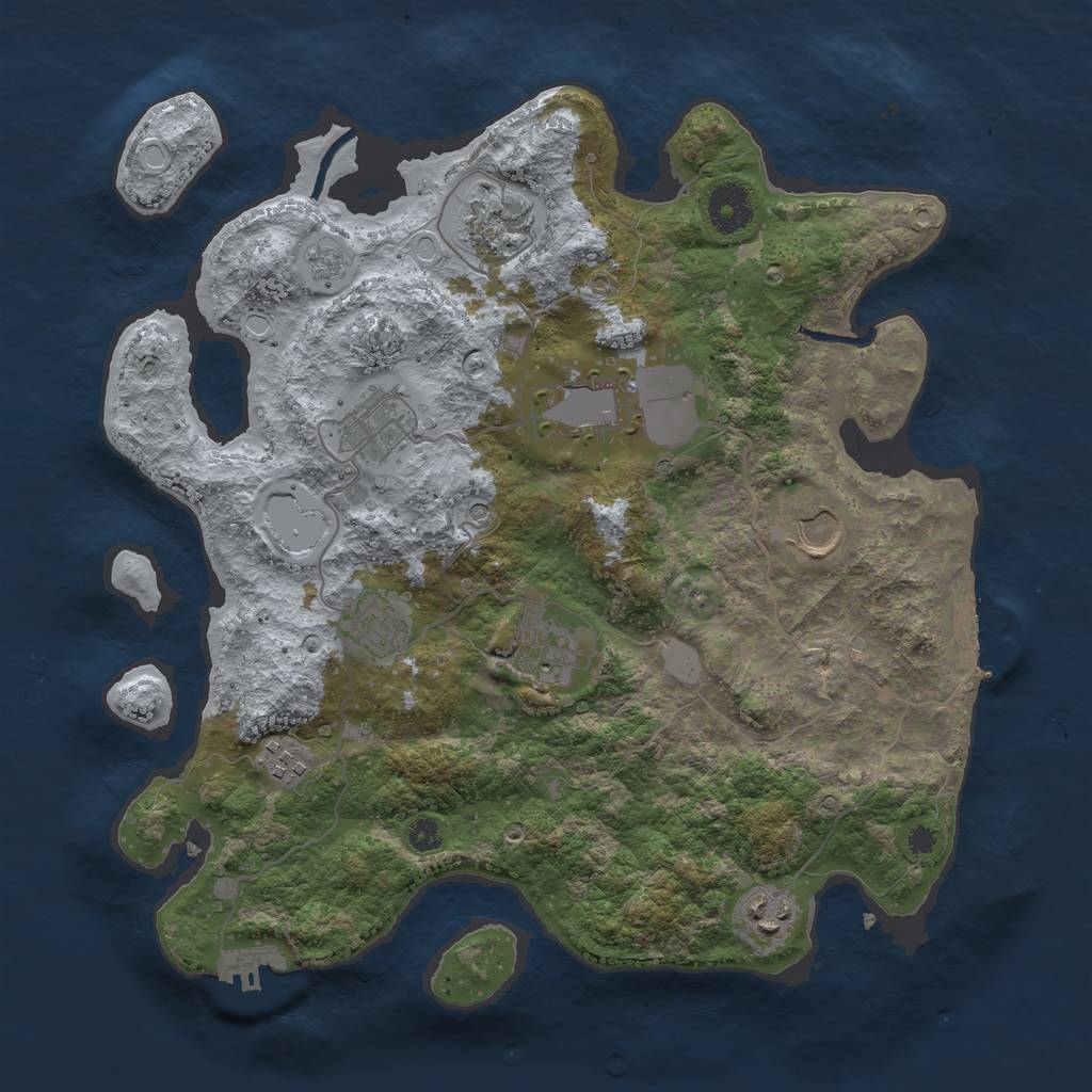 Rust Map: Procedural Map, Size: 3500, Seed: 45854744, 17 Monuments