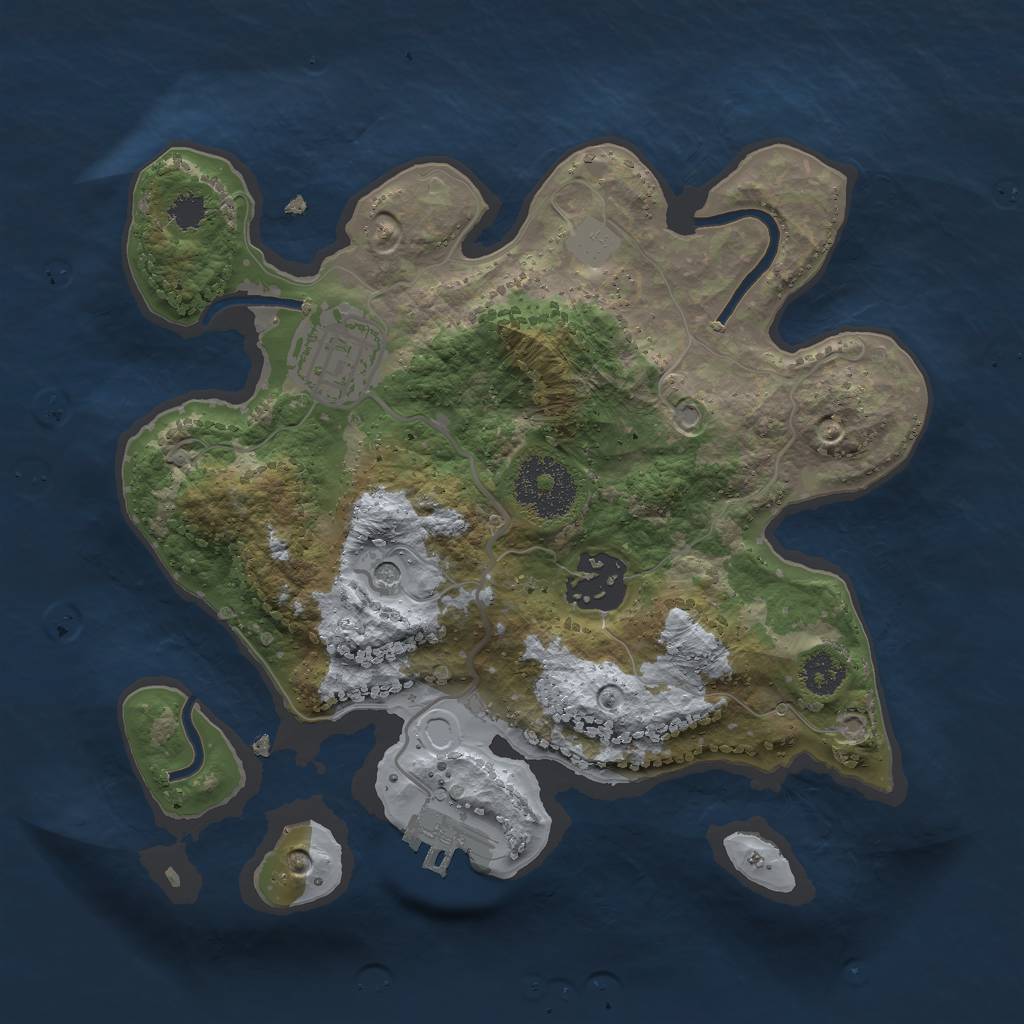 Rust Map: Procedural Map, Size: 2500, Seed: 1855462951, 7 Monuments