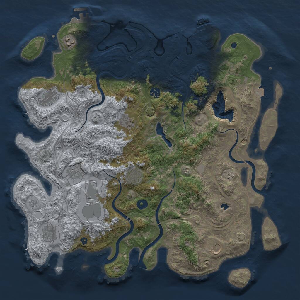Rust Map: Procedural Map, Size: 4250, Seed: 749437620, 16 Monuments