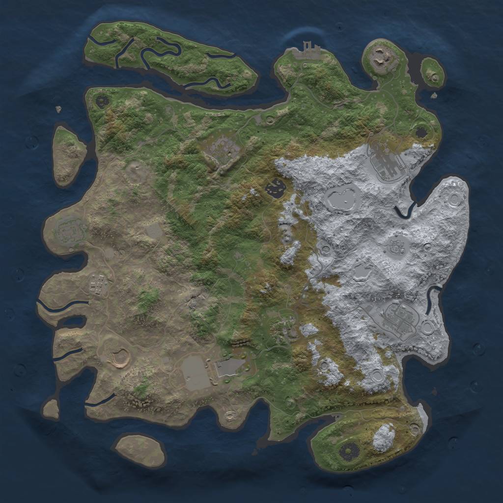 Rust Map: Procedural Map, Size: 3900, Seed: 174516097, 18 Monuments