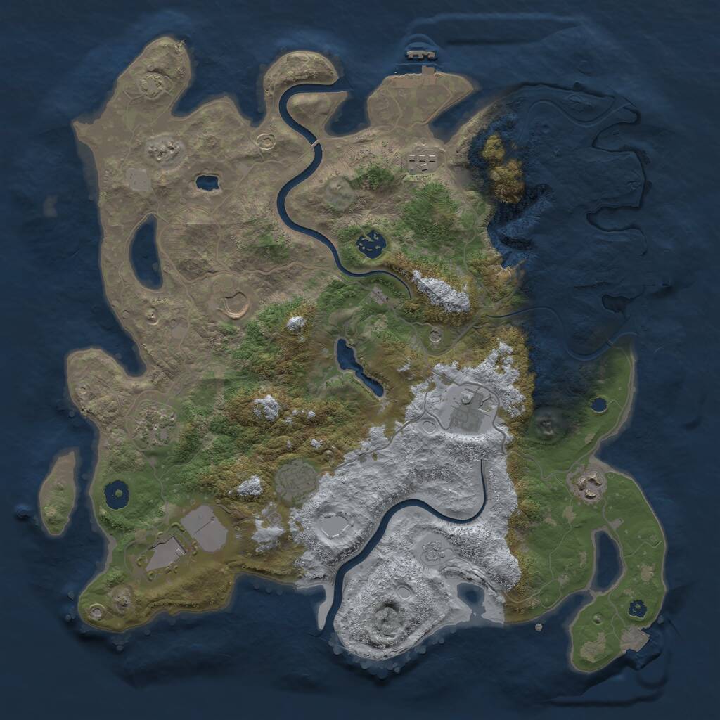 Rust Map: Procedural Map, Size: 4000, Seed: 834432566, 14 Monuments