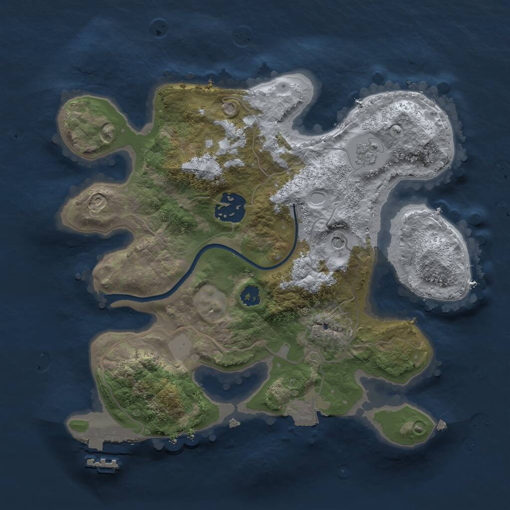 Rust Map: Procedural Map, Size: 2500, Seed: 6912, 5 Monuments