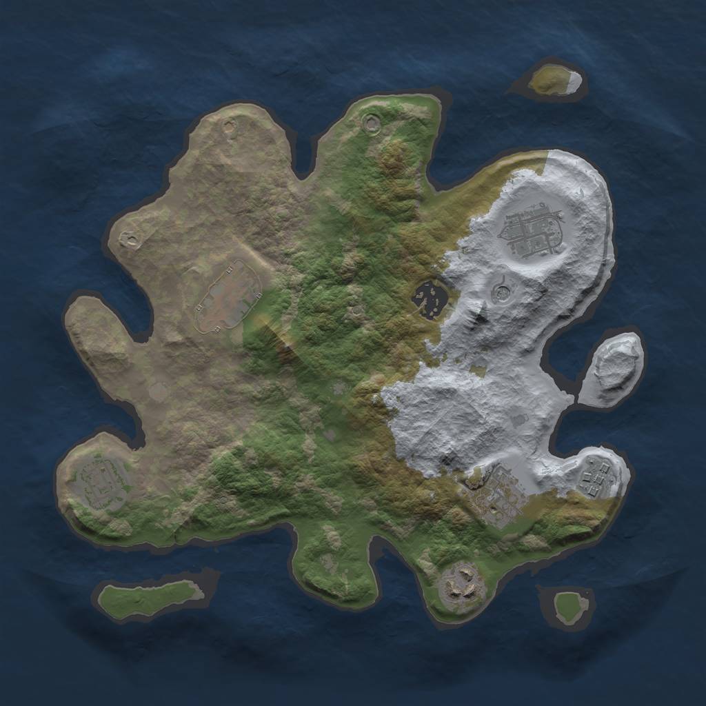 Rust Map: Barren, Size: 3000, Seed: 2035256560, 10 Monuments