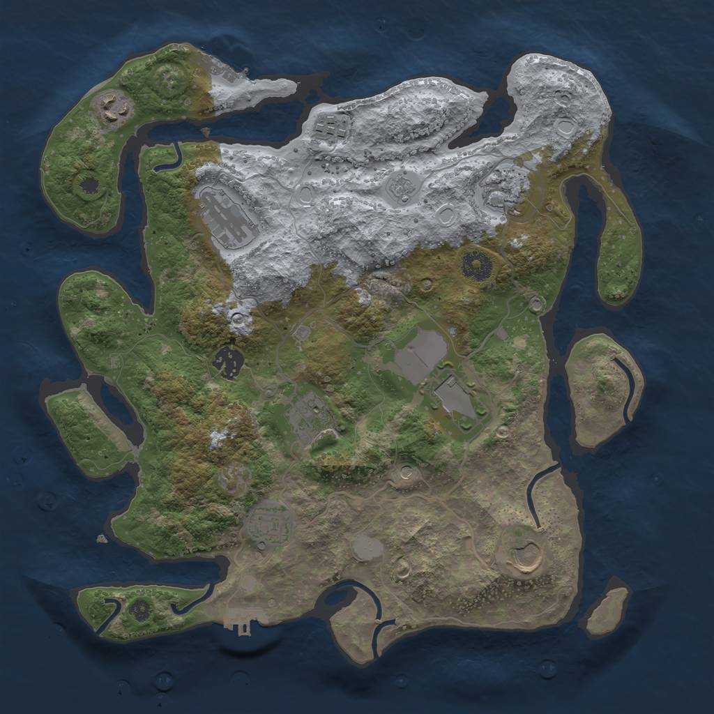 Rust Map: Procedural Map, Size: 3500, Seed: 180876, 16 Monuments