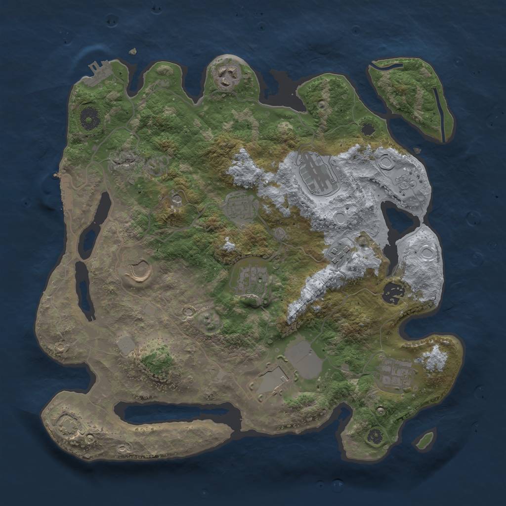 Rust Map: Procedural Map, Size: 3500, Seed: 962812325, 17 Monuments