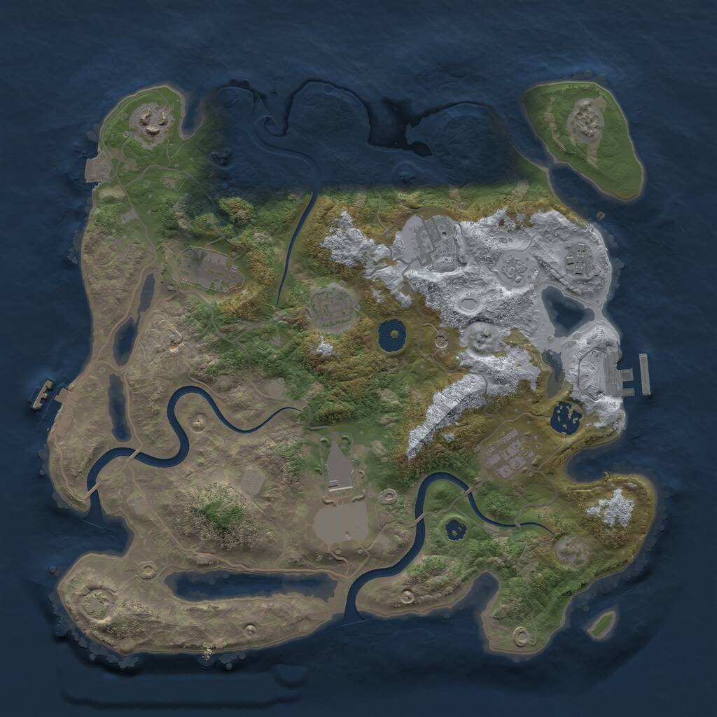 Rust Map: Procedural Map, Size: 3500, Seed: 962812325, 14 Monuments