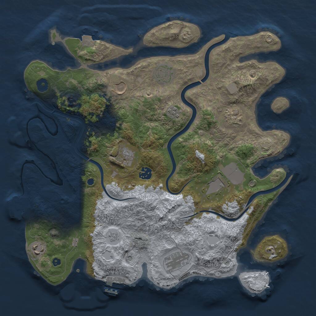 Rust Map: Procedural Map, Size: 3750, Seed: 295719075, 15 Monuments