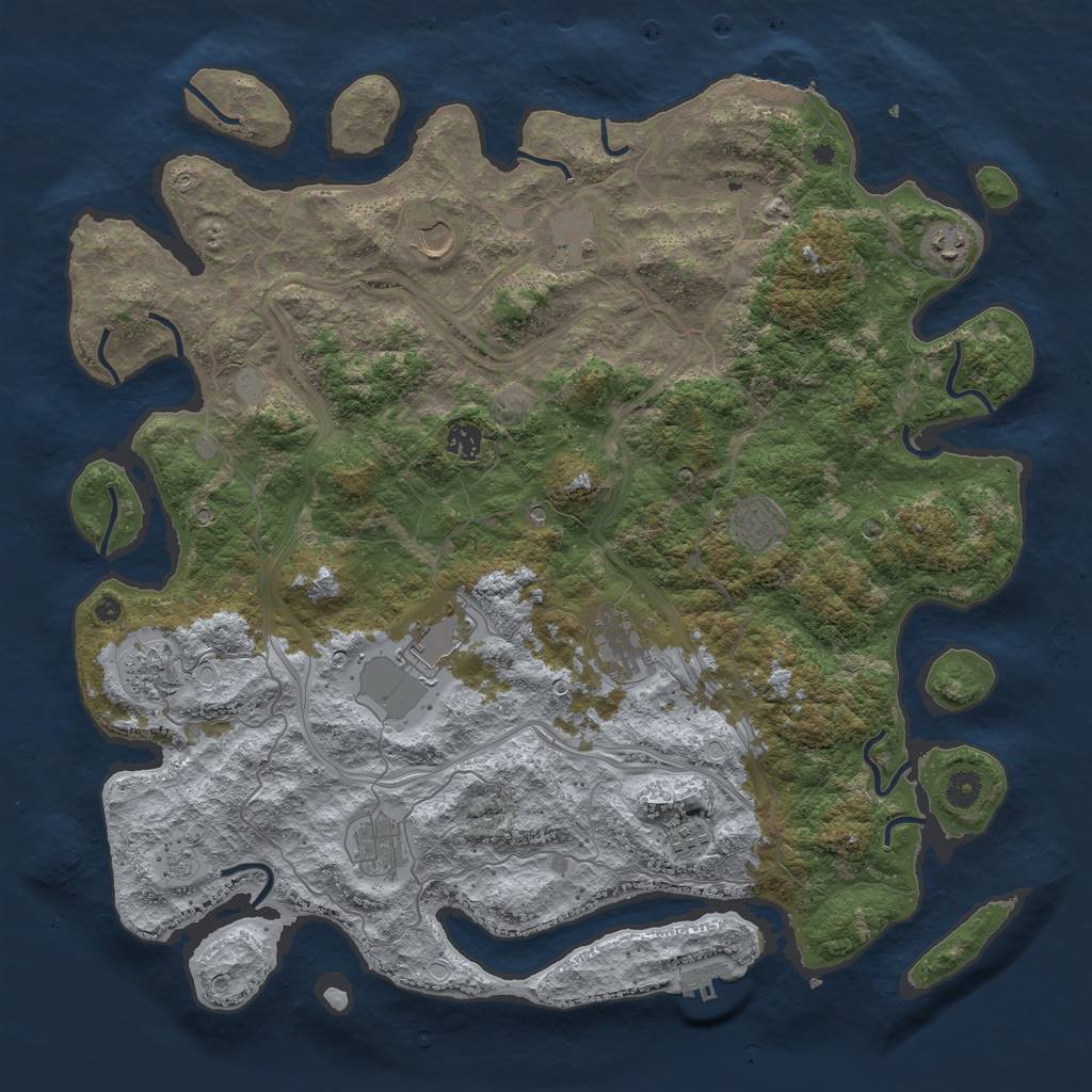 Rust Map: Procedural Map, Size: 4500, Seed: 209117410, 17 Monuments