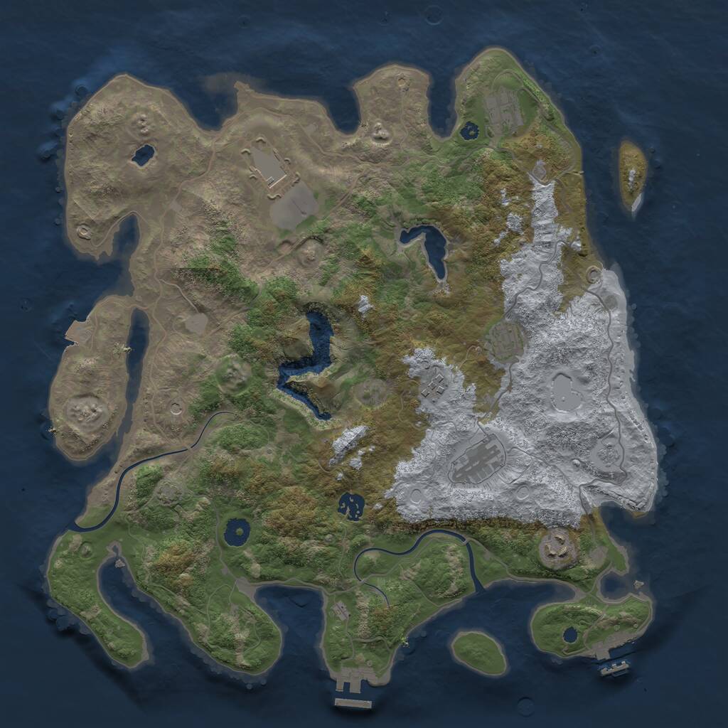 Rust Map: Procedural Map, Size: 4000, Seed: 519281327, 13 Monuments
