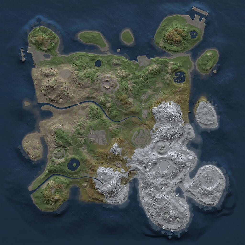 Rust Map: Procedural Map, Size: 3000, Seed: 1080552009, 10 Monuments