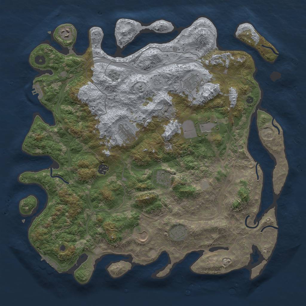 Rust Map: Procedural Map, Size: 4400, Seed: 303, 18 Monuments