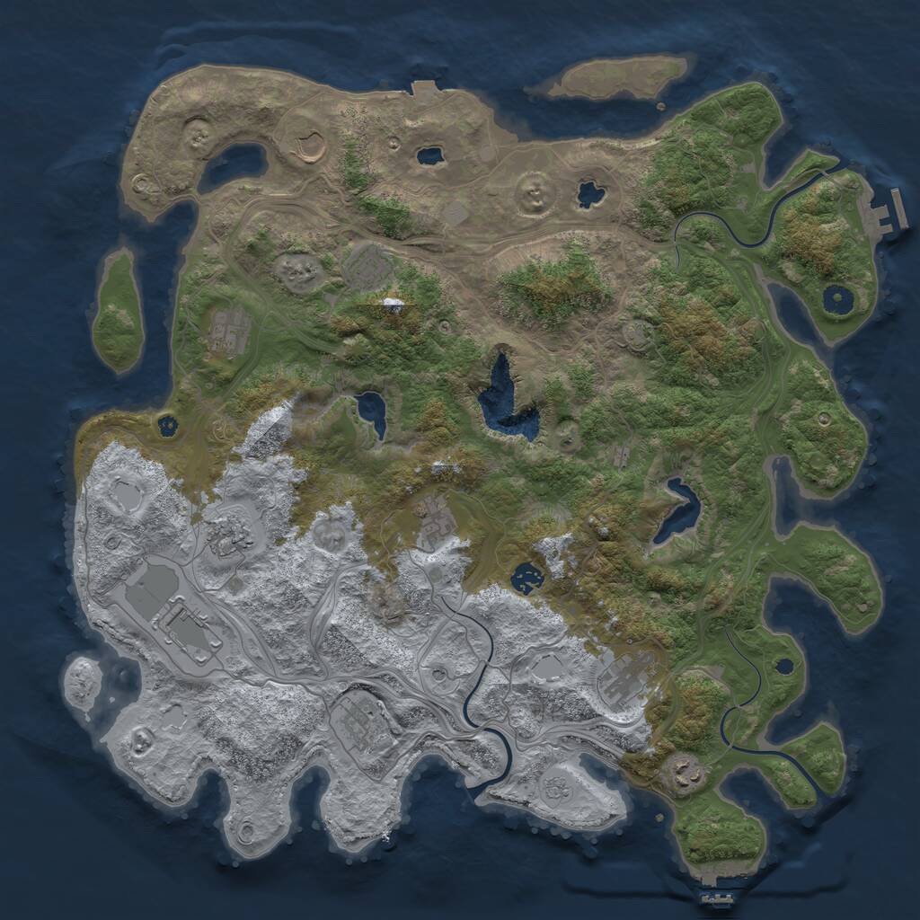 Rust Map: Procedural Map, Size: 4500, Seed: 1943844274, 16 Monuments