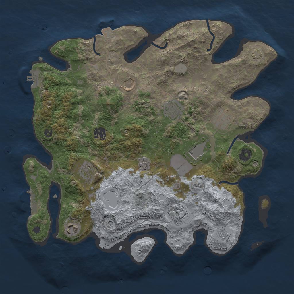 Rust Map: Procedural Map, Size: 3500, Seed: 2139500686, 17 Monuments