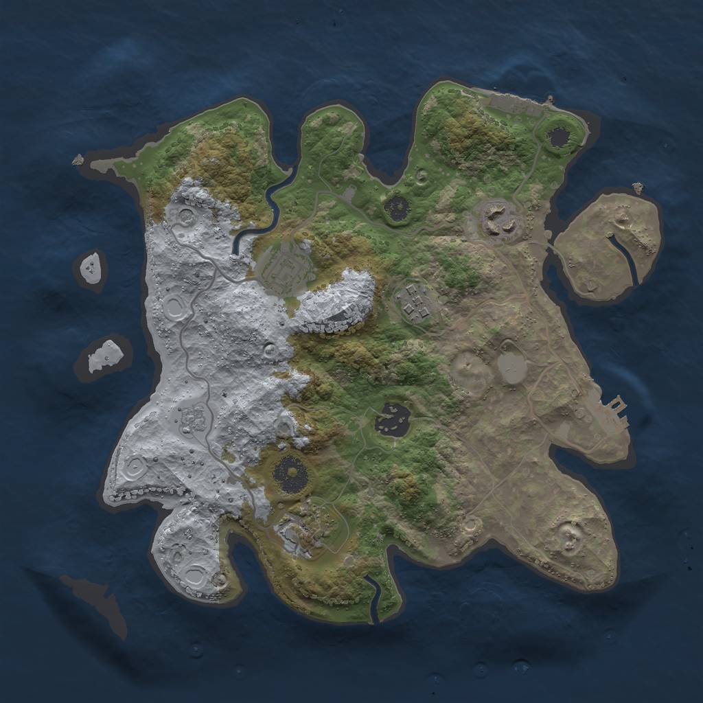 Rust Map: Procedural Map, Size: 3000, Seed: 68277, 14 Monuments