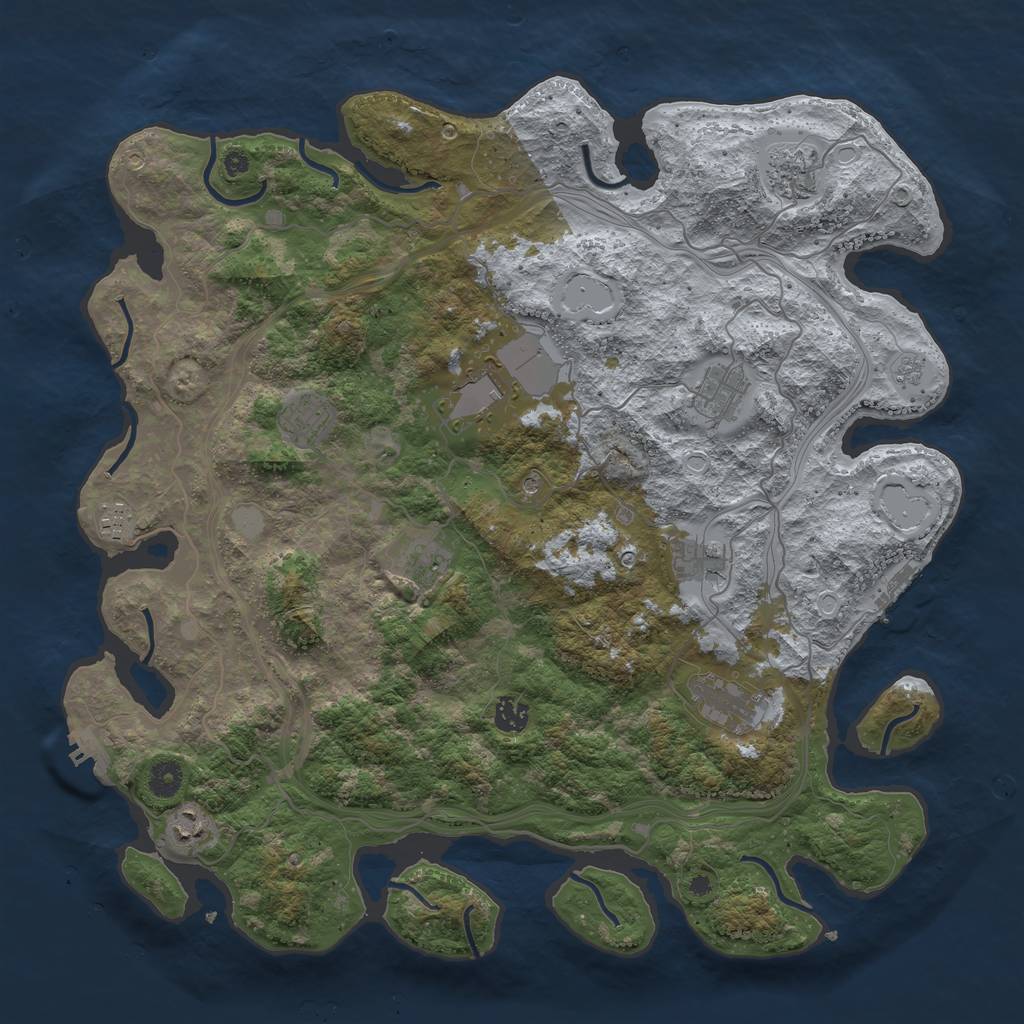 Rust Map: Procedural Map, Size: 4300, Seed: 38656044, 19 Monuments