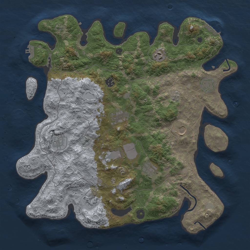 Rust Map: Procedural Map, Size: 4050, Seed: 51168, 17 Monuments
