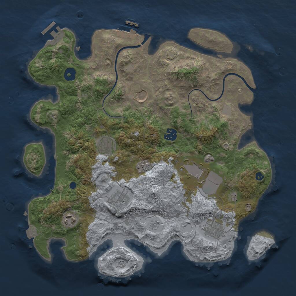 Rust Map: Procedural Map, Size: 3500, Seed: 1011646509, 14 Monuments