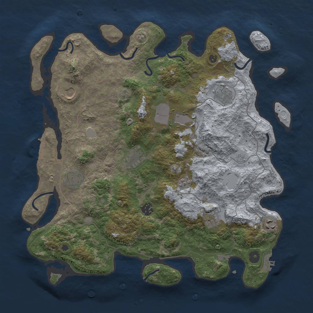 Rust Map: Procedural Map, Size: 4000, Seed: 712308614, 18 Monuments