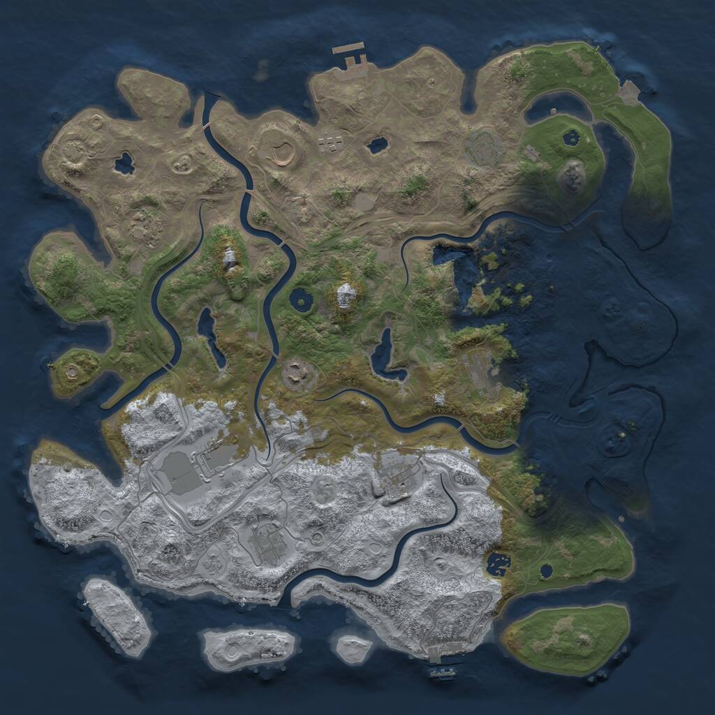 Rust Map: Procedural Map, Size: 4500, Seed: 512083028, 16 Monuments
