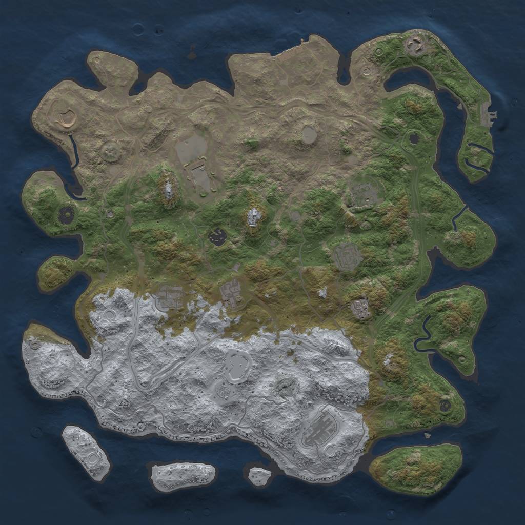 Rust Map: Procedural Map, Size: 4500, Seed: 512083028, 19 Monuments