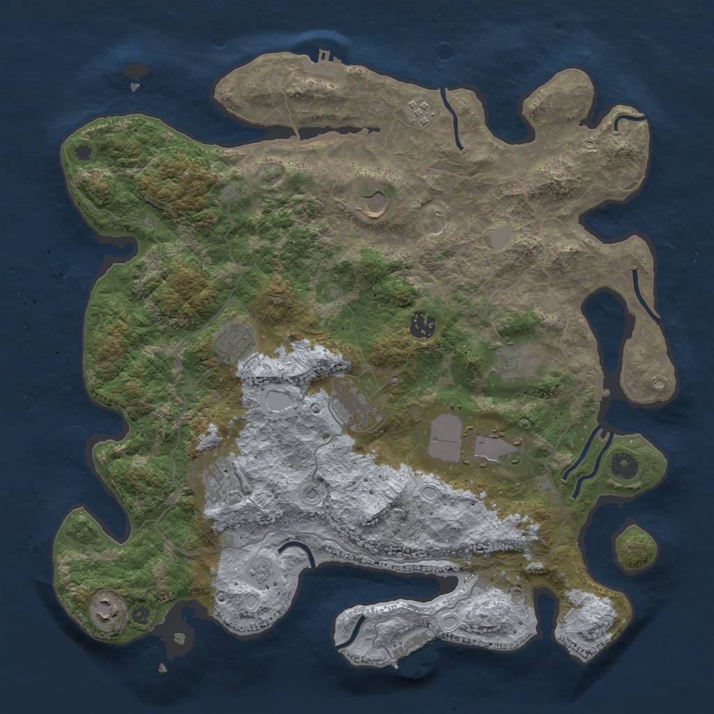 Rust Map: Procedural Map, Size: 4000, Seed: 1921, 18 Monuments