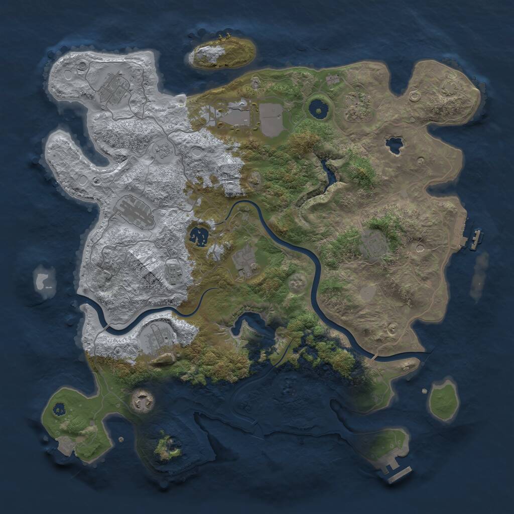 Rust Map: Procedural Map, Size: 4000, Seed: 1332386185, 16 Monuments