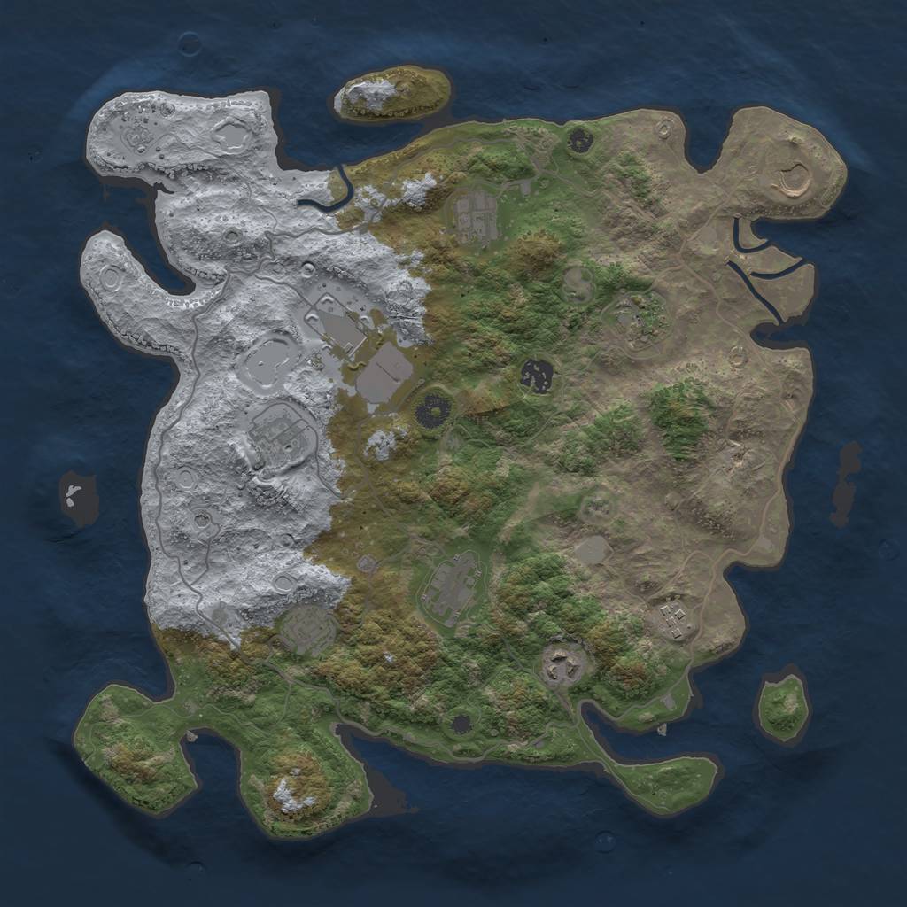 Rust Map: Procedural Map, Size: 4000, Seed: 1332386185, 15 Monuments