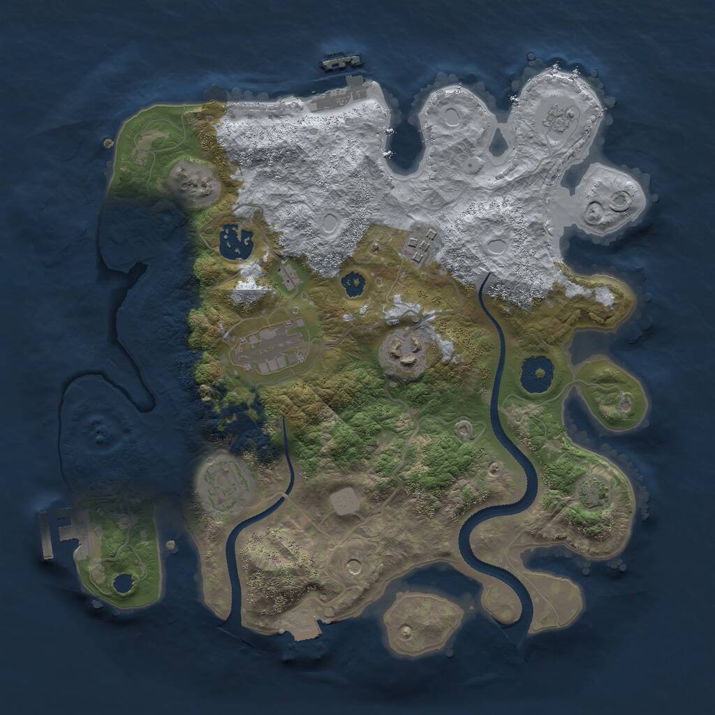 Rust Map: Procedural Map, Size: 3000, Seed: 731432043, 11 Monuments