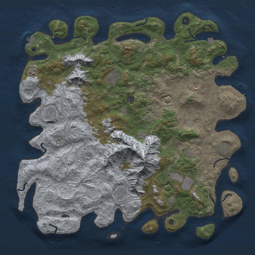 Rust Map: Procedural Map, Size: 5000, Seed: 1602, 19 Monuments