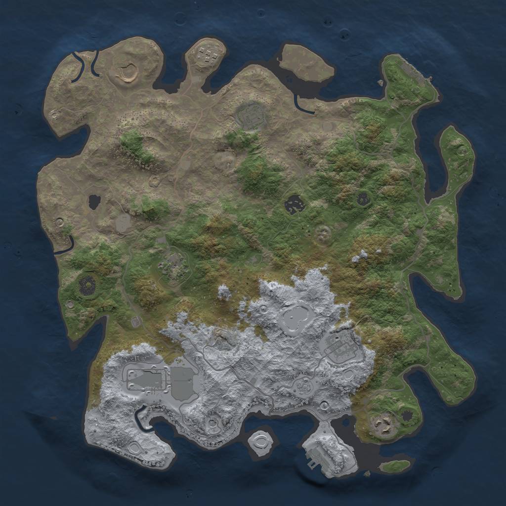 Rust Map: Procedural Map, Size: 4000, Seed: 674112196, 17 Monuments
