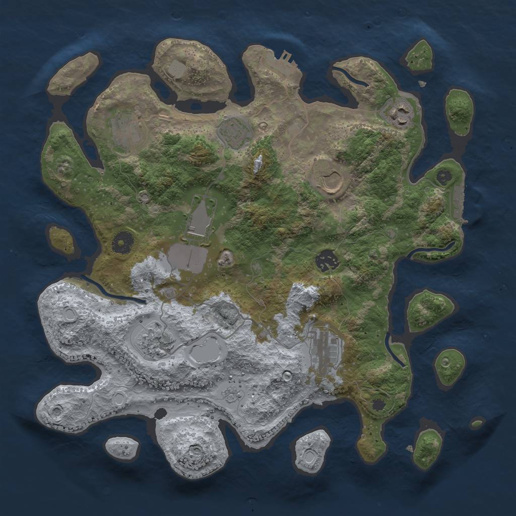 Rust Map: Procedural Map, Size: 3500, Seed: 413779553, 16 Monuments