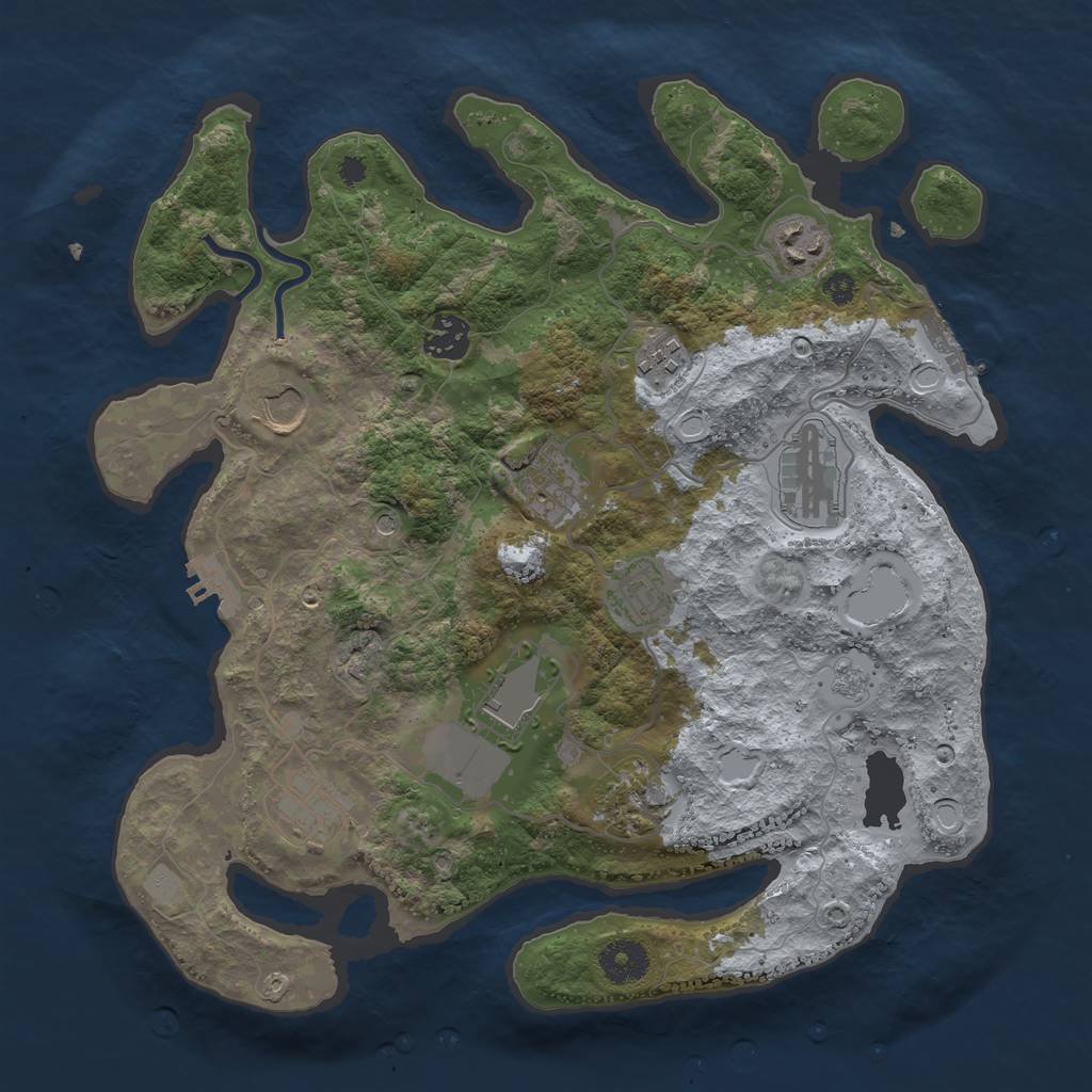 Rust Map: Procedural Map, Size: 3500, Seed: 45028444, 19 Monuments