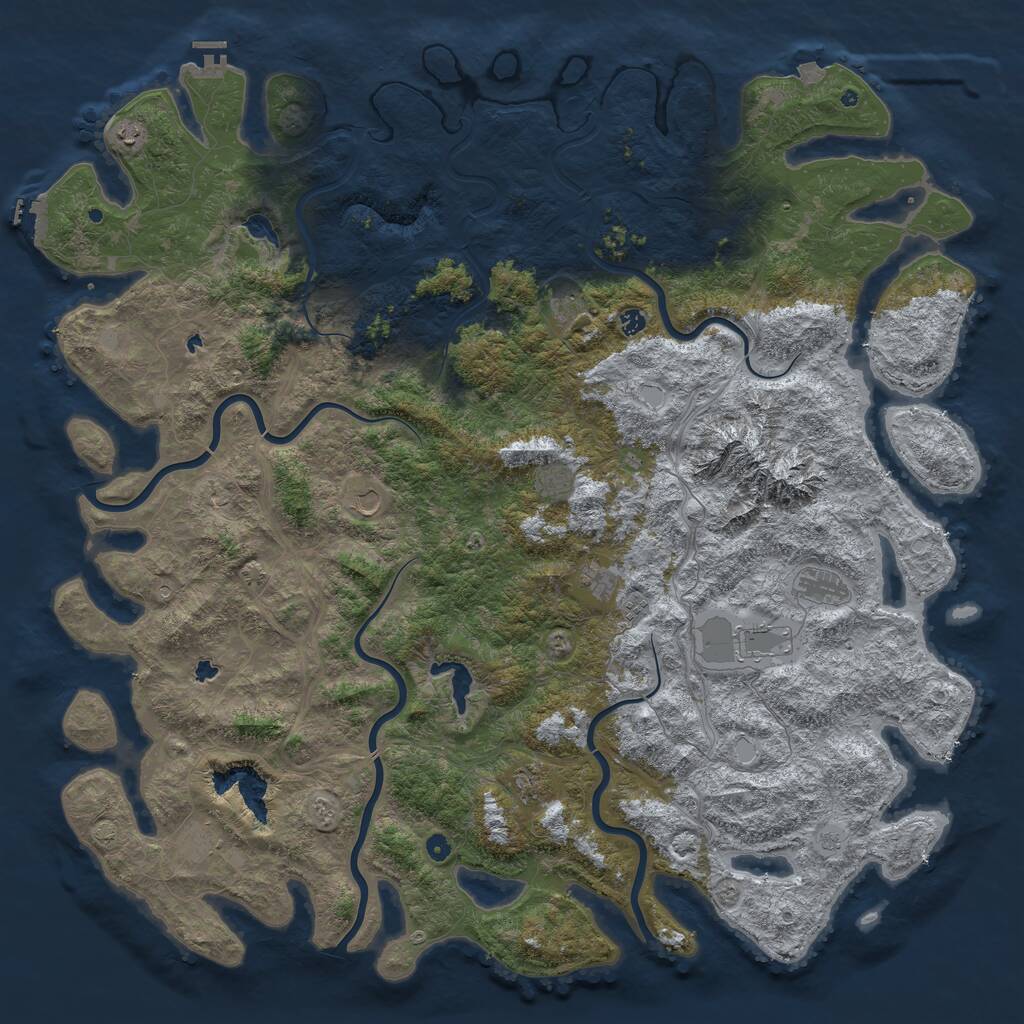 Rust Map: Procedural Map, Size: 6000, Seed: 434343, 17 Monuments