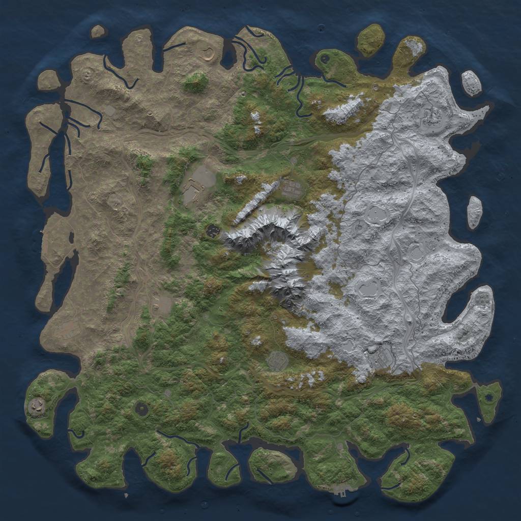 Rust Map: Procedural Map, Size: 6000, Seed: 1134889055, 20 Monuments