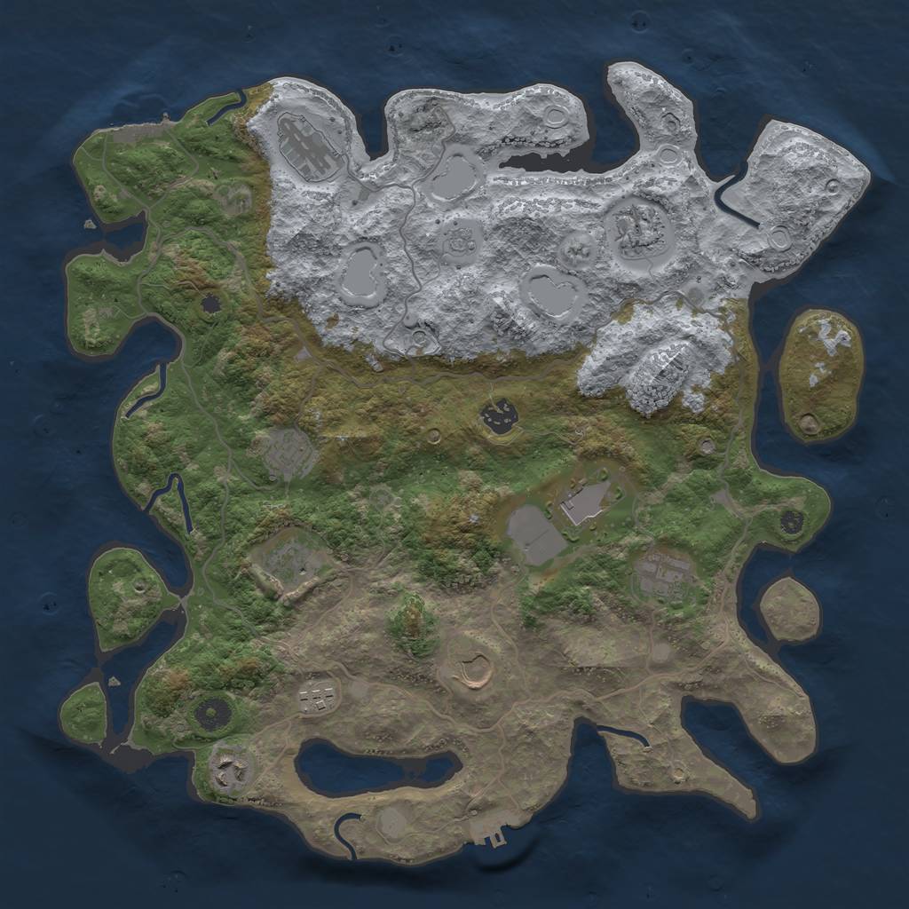 Rust Map: Procedural Map, Size: 4000, Seed: 2074040753, 19 Monuments