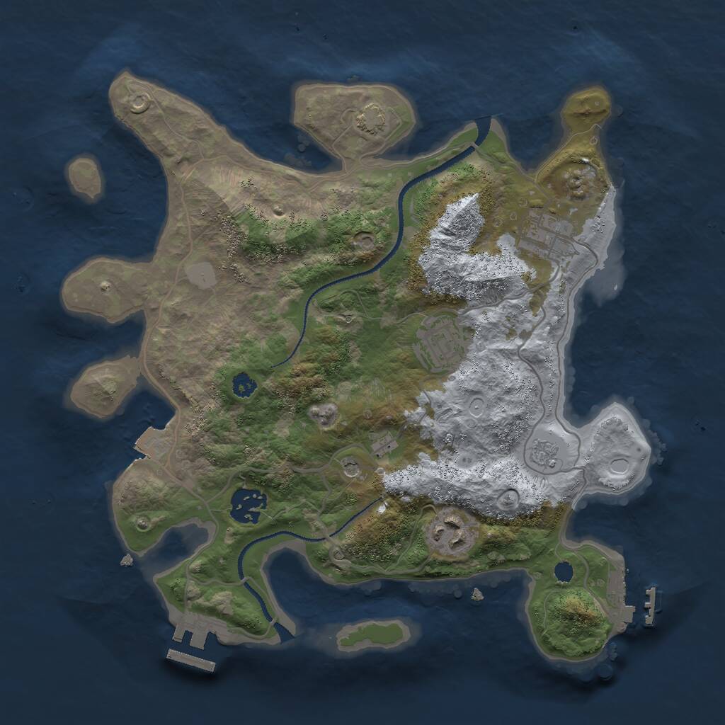Rust Map: Procedural Map, Size: 3000, Seed: 992489314, 10 Monuments