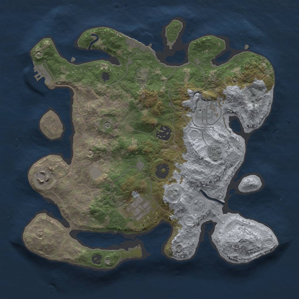 Rust Map: Procedural Map, Size: 3000, Seed: 1302409102, 14 Monuments