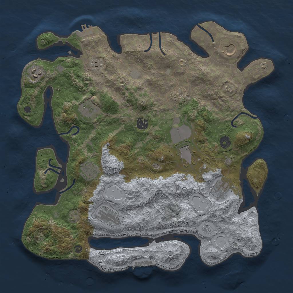 Rust Map: Procedural Map, Size: 3700, Seed: 9929, 19 Monuments