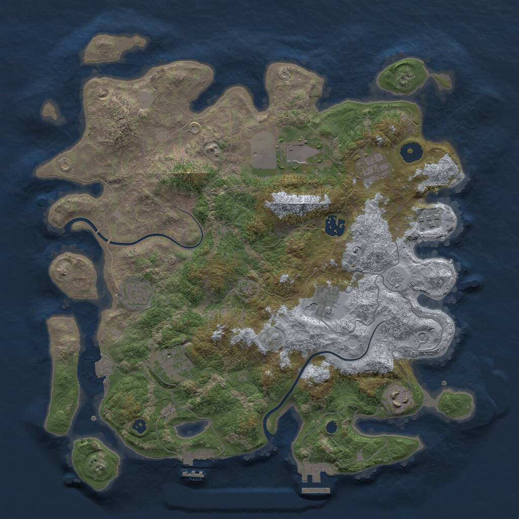 Rust Map: Procedural Map, Size: 3725, Seed: 28642, 14 Monuments