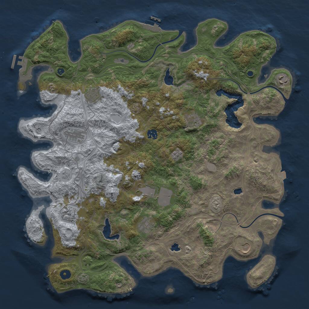 Rust Map: Procedural Map, Size: 4500, Seed: 1275779644, 16 Monuments