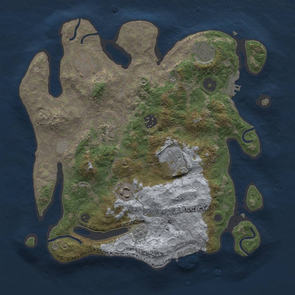 Rust Map: Procedural Map, Size: 3250, Seed: 335112124, 16 Monuments