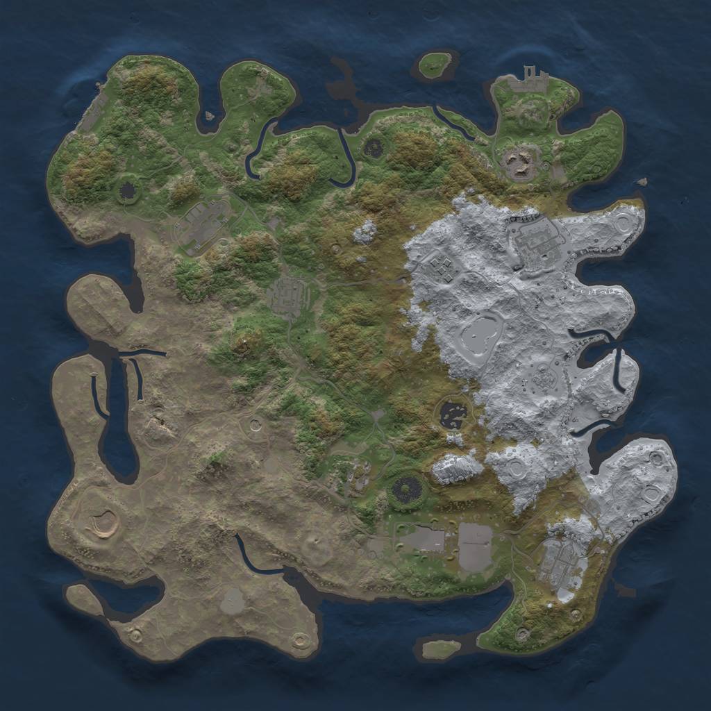 Rust Map: Procedural Map, Size: 3800, Seed: 42692385, 19 Monuments