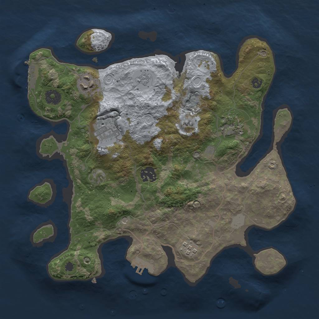 Rust Map: Procedural Map, Size: 3000, Seed: 2117017875, 14 Monuments