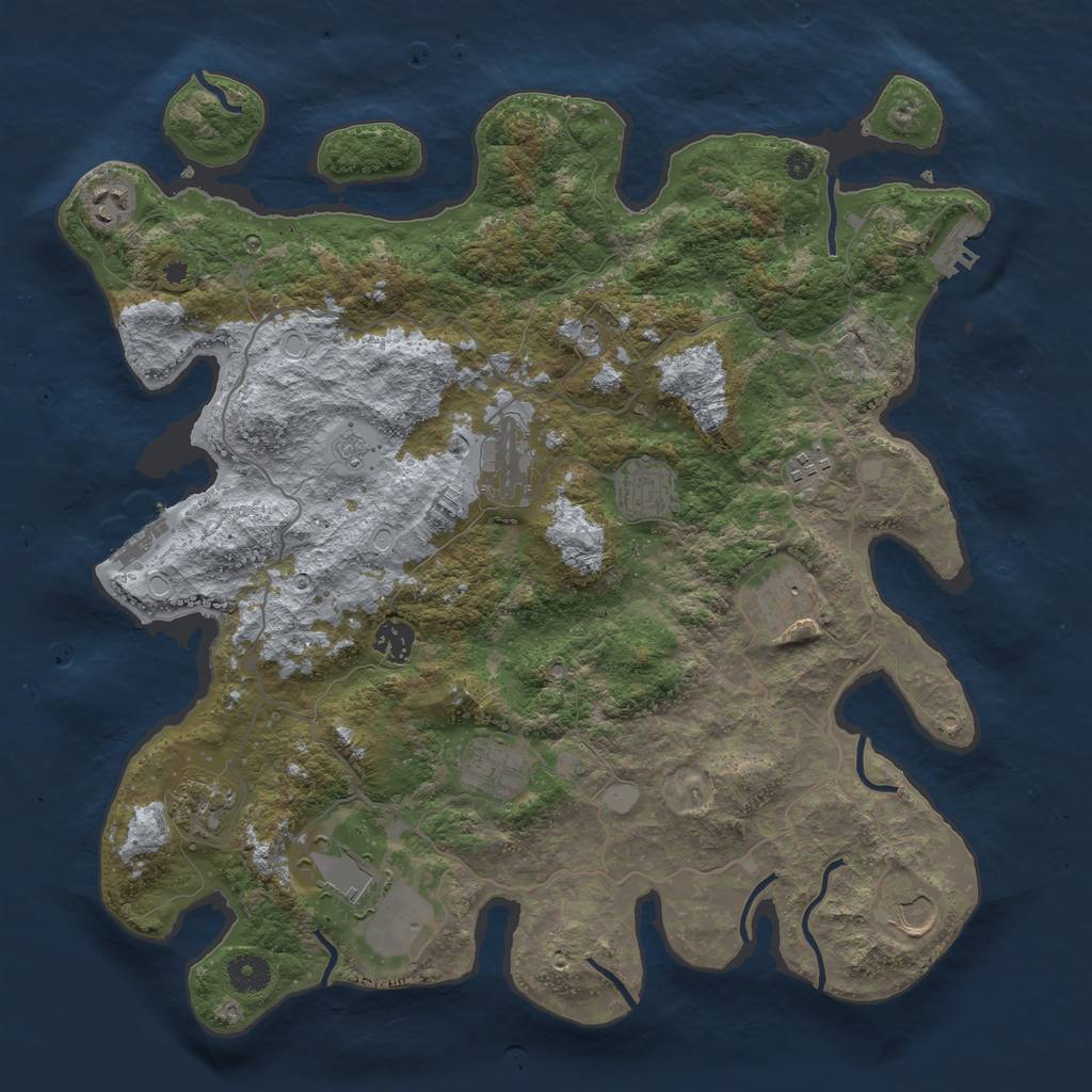 Rust Map: Procedural Map, Size: 4000, Seed: 16022016, 19 Monuments