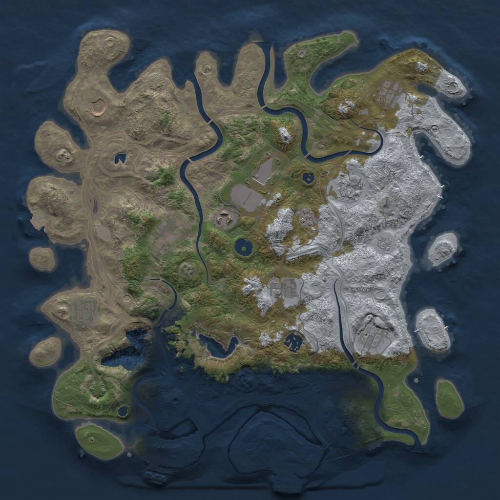 Rust Map: Procedural Map, Size: 4250, Seed: 787959499, 17 Monuments