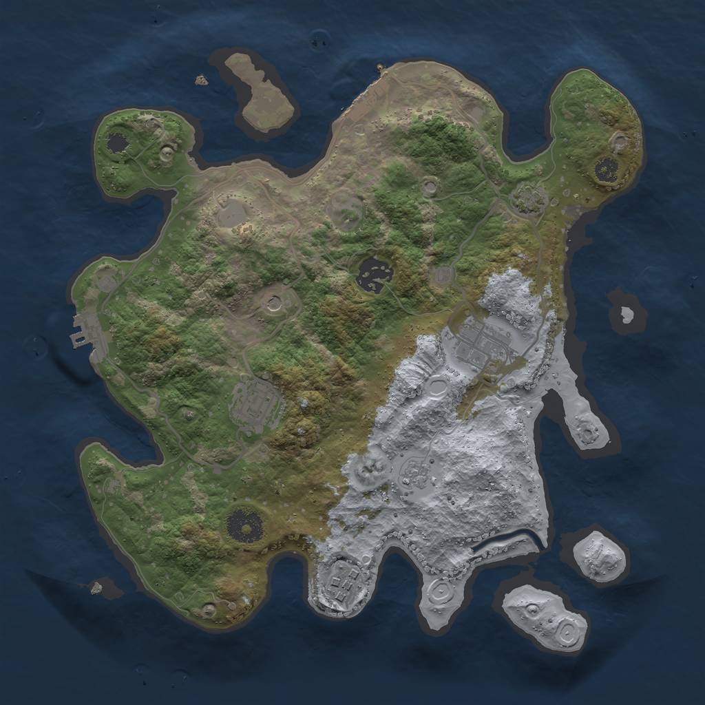 Rust Map: Procedural Map, Size: 3000, Seed: 41172133, 12 Monuments