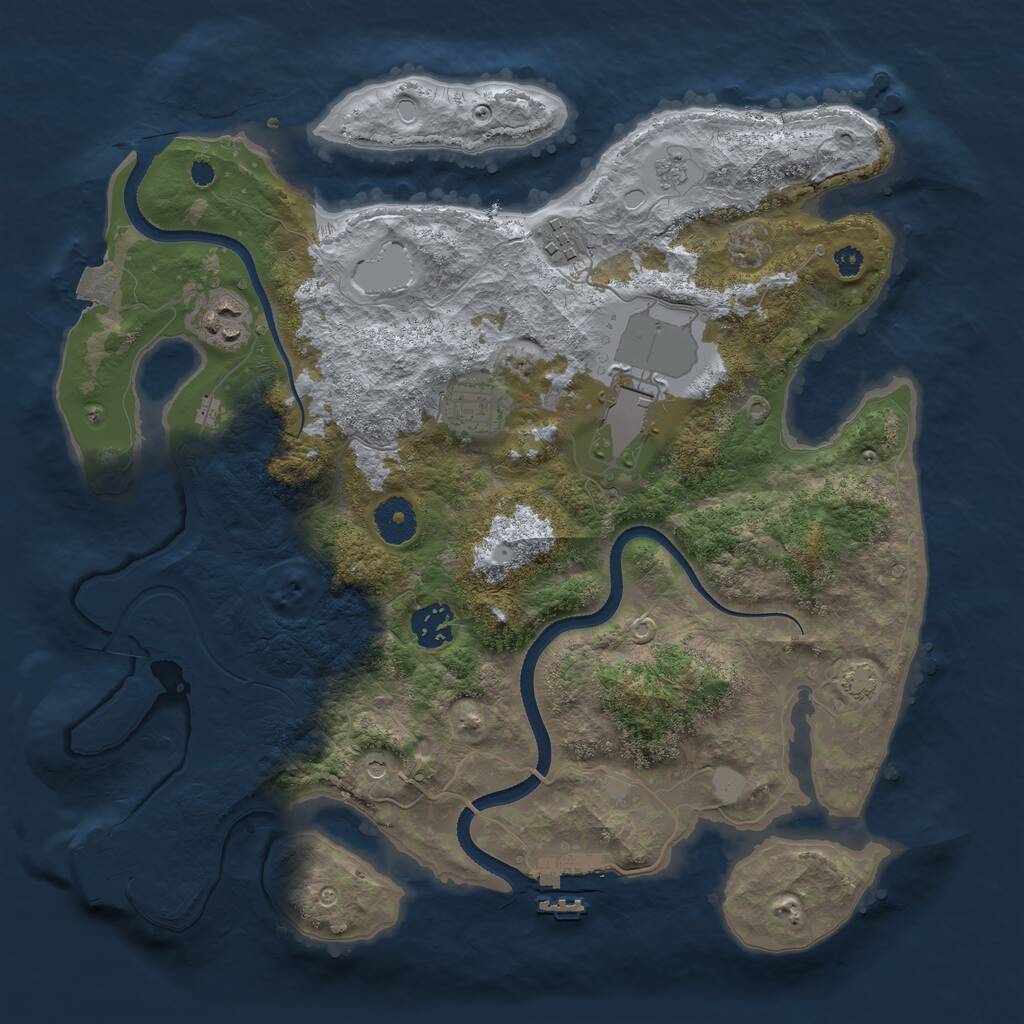 Rust Map: Procedural Map, Size: 3500, Seed: 1147491429, 11 Monuments