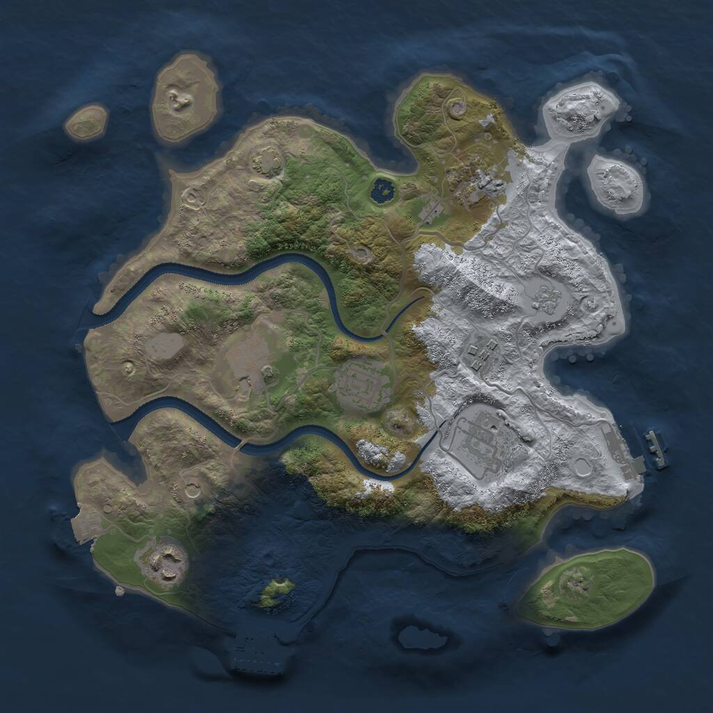 Rust Map: Procedural Map, Size: 3000, Seed: 784981137, 12 Monuments