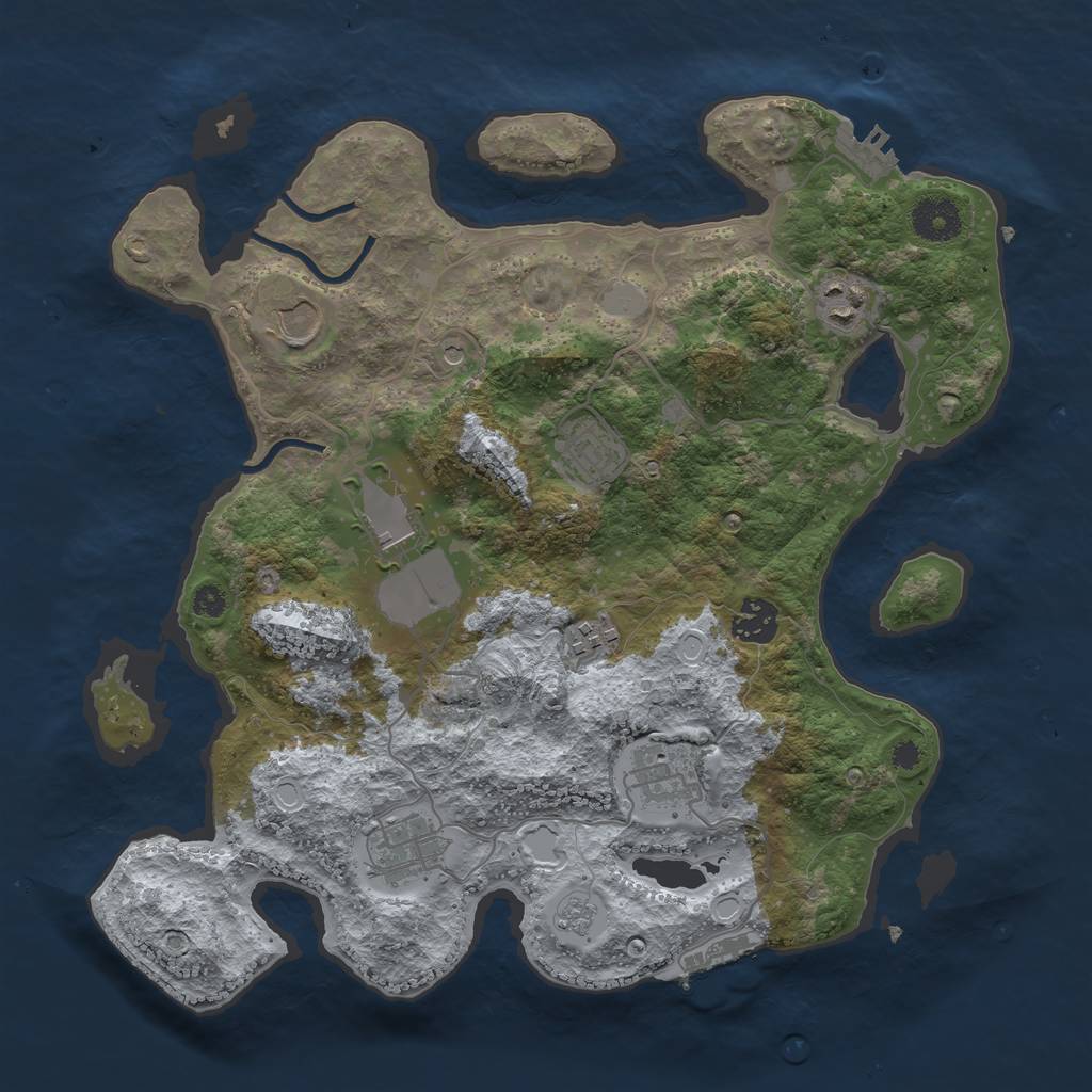 Rust Map: Procedural Map, Size: 3500, Seed: 135898337, 17 Monuments