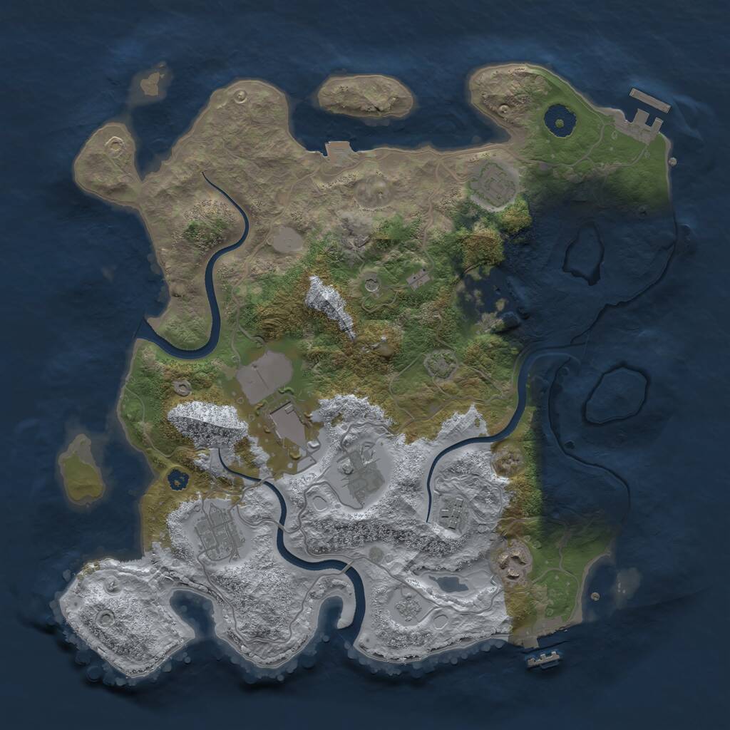 Rust Map: Procedural Map, Size: 3500, Seed: 135898337, 13 Monuments